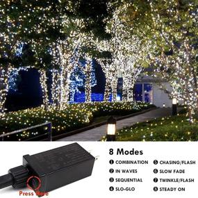 img 2 attached to 95FT 240 LED White Outdoor/Indoor Christmas Lights, Green Wire with 8 Modes, Waterproof Twinkle Lights for Xmas Wedding Decoration - Plug-in Tree Lights
