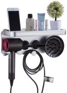 🧲 organize your hair dryer and accessories with magik magnetic metal wall mount holder hanger - ideal for dyson and other hair dryers - bathroom shelf rack storage organizer (large, silver) логотип