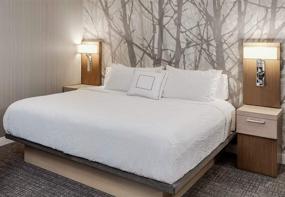 img 1 attached to 🏨 Courtyard by Marriott Textured Coverlet - Exclusively Designed Lightweight Queen-size Wash-Activated Ripple Texture Bedspread in White
