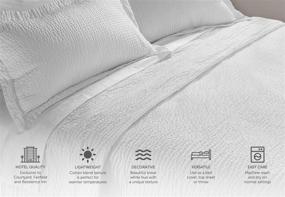 img 2 attached to 🏨 Courtyard by Marriott Textured Coverlet - Exclusively Designed Lightweight Queen-size Wash-Activated Ripple Texture Bedspread in White