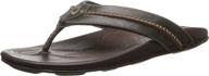 👣 olukai mea ola men's premium leather beach sandals: flip-flop slides with compression molded footbed, comfort fit, and laser-etched design logo