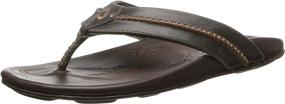 img 1 attached to 👣 OluKai Mea Ola Men's Premium Leather Beach Sandals: Flip-Flop Slides with Compression Molded Footbed, Comfort Fit, and Laser-Etched Design