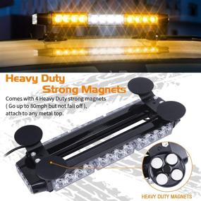 img 1 attached to 🚨 Linkitom LED Strobe Flashing Light Bar: High Intensity Emergency Hazard Warning Lighting Bar with Magnetic Mount and 16 ft Straight Cord for Car Trailer Roof Safety (Amber&White)