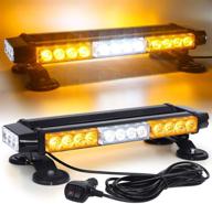 🚨 linkitom led strobe flashing light bar: high intensity emergency hazard warning lighting bar with magnetic mount and 16 ft straight cord for car trailer roof safety (amber&white) logo