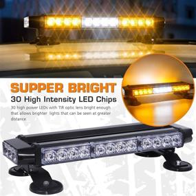 img 3 attached to 🚨 Linkitom LED Strobe Flashing Light Bar: High Intensity Emergency Hazard Warning Lighting Bar with Magnetic Mount and 16 ft Straight Cord for Car Trailer Roof Safety (Amber&White)