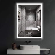 🪞 зеркало для ванной комнаты luniquz с подсветкой: сенсорное настенное зеркало с led-освещением для макияжа - функция запоминания, 4 сцены, отображение времени - свет белого/теплого оттенка - установка вертикально - 28"x20 логотип