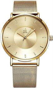 img 4 attached to 💎 Stylish SHENGKE Simple Analog Mesh Women's Watch - Stainless Steel Band for Anniversary Gift