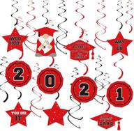 🎓 dazonge 36ct graduation decorations 2021 red & black hanging swirls - perfect for graduation party, indoor & outdoor use logo