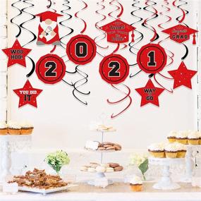 img 3 attached to 🎓 Dazonge 36ct Graduation Decorations 2021 Red & Black Hanging Swirls - Perfect for Graduation Party, Indoor & Outdoor Use