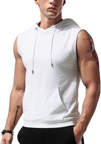 img 4 attached to Aixdir Men's Sleeveless Hoodie: Workout Hooded Tank Top with Pocket for Gym and Muscles