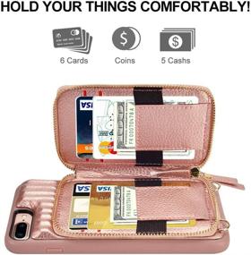 img 2 attached to 📱 Rose Gold iPhone 7 Plus/8 Plus Wallet Case with Crossbody Strap - ZVEdeng Zipper Trunk Box Case, Card Holder & Leather Design for 5.5 inch iPhone 7 Plus/8 Plus