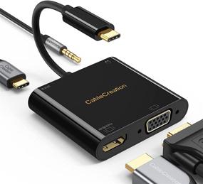 img 4 attached to Универсальный USB C хаб: Адаптер CableCreation 4-в-1 с HDMI, VGA, аудио и зарядкой через PD - совместим с MacBook Pro, iPad Pro, Galaxy S20, Surface Book 2 и XPS 13