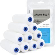 🎨 high density foam paint roller covers, mister rui small paint roller 4 inch (pack of 10) - ideal finest finish mini sponge rollers for painting walls, cabinets, cupboards, doors, etc. логотип