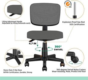 img 1 attached to 🪑 MOLENTS Armless Task Office Chair with Mesh Lumbar Support - Ergonomic Computer Chair,No Arms,Adjustable Swivel Home Office Chair,Easy Assembly,Mid Back,No Armrest, Ideal for Small Spaces