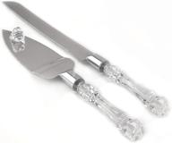 adorox cake knife and server set with acrylic stainless steel faux crystal handle - perfect for holiday, thanksgiving, christmas celebrations logo