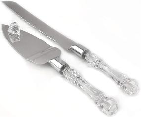 img 4 attached to Adorox Cake Knife and Server Set with Acrylic Stainless Steel Faux Crystal Handle - Perfect for Holiday, Thanksgiving, Christmas Celebrations