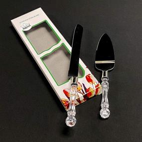 img 2 attached to Adorox Cake Knife and Server Set with Acrylic Stainless Steel Faux Crystal Handle - Perfect for Holiday, Thanksgiving, Christmas Celebrations