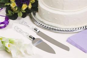 img 1 attached to Adorox Cake Knife and Server Set with Acrylic Stainless Steel Faux Crystal Handle - Perfect for Holiday, Thanksgiving, Christmas Celebrations