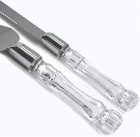 img 3 attached to Adorox Cake Knife and Server Set with Acrylic Stainless Steel Faux Crystal Handle - Perfect for Holiday, Thanksgiving, Christmas Celebrations