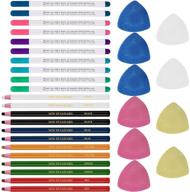 rustark 32-piece tailoring marker kit with 10 triangle tailor's fabric marker chalk, 10 disappearing ink fabric marker pen, and 12 sewing marking pencil set for quilting, sewing, and dressmaking logo