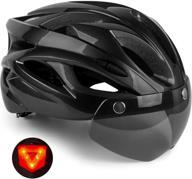 🚴 shinmax adult bike helmet for men women - cpsc and cpc certified cycling helmet with detachable magnetic goggle visor, led rear light - lightweight road mountain bike helmet sm-t13 logo