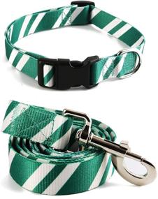 img 4 attached to Coomour Wizard School Printed Dog Collar Set with Funny Leash for Pets: Adjustable & Stylish for Dogs, Cats - Green, Small