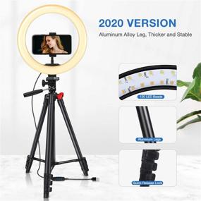 img 1 attached to 📸 Yesker 10-inch Ring Light with 51” Tripod Flexible Stand, LED Selfie RingLight with 10 Levels of Brightness, Camera Remote Shutter, and Phone Holder for Video Live Stream Makeup