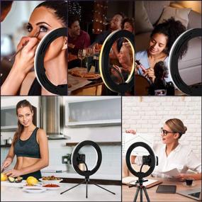img 3 attached to 📸 Yesker 10-inch Ring Light with 51” Tripod Flexible Stand, LED Selfie RingLight with 10 Levels of Brightness, Camera Remote Shutter, and Phone Holder for Video Live Stream Makeup
