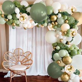 img 4 attached to Sage Green Blush Eucalyptus Balloon Garland Kit: Perfect Party Decor with 131 Pcs Balloons & Artificial Eucalyptus Leaves Stems for Baby Bridal Shower, Birthday, Safari Themes