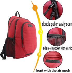 img 2 attached to 🎒 FSY Classic Backpack Water Resistant RED 600D: Durable and Stylish Carryall for All Your Adventures