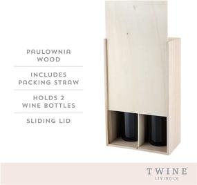 img 3 attached to 🍷 Rustic Twine Wine Box: 2 Bottle Wooden Decorative Holder with Lid & Accessory Sets - Made from Paulownia Wood, Fits Standard Wine Bottles