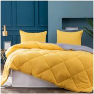 🛏️ kasentex reversible comforter set - plush down alternative filling, fluffy, ultra soft, machine washable bedding duvet insert, twin size - mimosa yellow/victorian silver logo