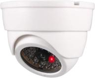 📷 simulated security dome camera for home & business security outdoor/indoor use – dummy fake surveillance cameras with flashing red led light & security alert sticker, battery powered, white logo