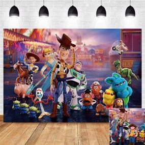 img 4 attached to Cartoon Movie Toy Story Photography Backdrop for Boy Girl's Happy Birthday Party Banner Decorations Vinyl Western Cowboy Carnival Photo Background 5x3ft Baby Shower Photo Booth Studio Props Supplies