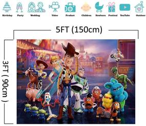 img 1 attached to Cartoon Movie Toy Story Photography Backdrop for Boy Girl's Happy Birthday Party Banner Decorations Vinyl Western Cowboy Carnival Photo Background 5x3ft Baby Shower Photo Booth Studio Props Supplies