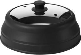 img 4 attached to 🔥 Black Microwave Glass Plate Cover Lid - Vented & Collapsible Design, 10.5 Inch Diameter, with Safe Grip Silicone Handle