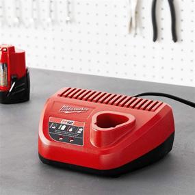 img 1 attached to 🔋 Milwaukee Genuine OEM M12 Lithium Ion 12V Battery Charger w/LED Indicator, Red - Model 48-59-2401