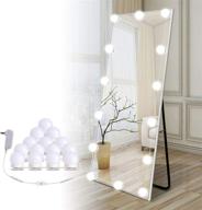 💡 brightown hollywood led vanity lights strip kit for full body length mirror and bathroom wall mirror - 14 dimmable light bulbs, plug in mirror lights with power supply, white (no mirror included) логотип