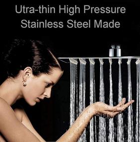 img 1 attached to 🚿 Premium Stainless Steel Fixed 12'' High-Pressure Shower Head - Adjustable Rain Shower Head with Removable Restrictor & Self-Cleaning High-Flow Nozzles - Anti-Clog & Leak-Proof - Polished Chrome