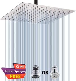 img 2 attached to 🚿 Premium Stainless Steel Fixed 12'' High-Pressure Shower Head - Adjustable Rain Shower Head with Removable Restrictor & Self-Cleaning High-Flow Nozzles - Anti-Clog & Leak-Proof - Polished Chrome