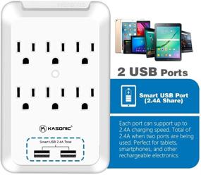 img 2 attached to 🔌 Kasonic 6-Outlet Wall Mount Surge Protector, 900 Joules Power Strip with 2 USB 2.4A - ETL Certified, Space Saving Design, Protection Indicator LED Light (2 Pack)