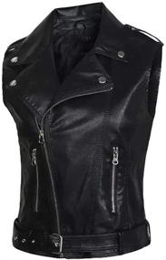 img 4 attached to Kedera Motorcycle Leather Sleeveless Pockets Women's Clothing for Coats, Jackets & Vests