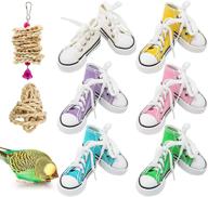 🐦 colorful cotton bird chewing toys: 12-piece parrot sneakers for small parakeets, cockatiel, and more logo