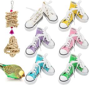 img 4 attached to 🐦 Colorful Cotton Bird Chewing Toys: 12-Piece Parrot Sneakers for Small Parakeets, Cockatiel, and More