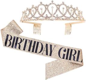 img 4 attached to Birthday Girl Sash Rhinestone Tiara Event & Party Supplies