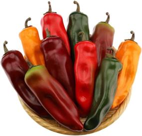 img 2 attached to 🌶️ 10pcs Gresorth Artificial Lifelike Chili Pepper Decor - Fake Vegetable Home Kitchen Food Toy Props for Photography