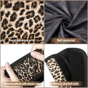 img 1 attached to 🐆 Complete Leopard Print Car Seat Cover Set with Floor Mats, Steering Wheel Cover, and Accessories