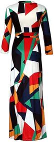 img 2 attached to Stunning African Floral Printed Maxi Dress: Locryz Women's V Neck 3/4 Sleeve with Belt - Sizes S-3XL