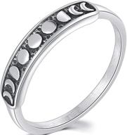 stylish retro vintage stainless steel moon phase crescent stacking wedding band promise ring logo