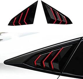 img 3 attached to XHQ For Honda Civic 10Th Gen Sedan Rear Window Louver Shutter Cover Trim Fit Civic 2016-2021 Sedan Car Side Window Louvers Air Vent Scoop Shades Cover Accessories Decoration(Bright Black RED)